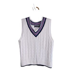 KITESTRINGS White Cotton Cable Knit Sweater Vest Sz 8-10
